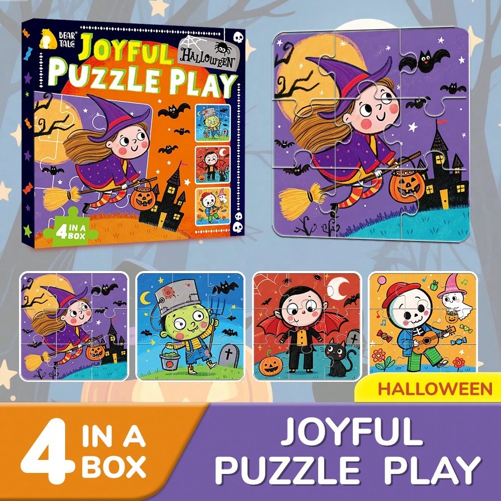 Kids Toys Xmas - 4-в-1: пазлы на Хэллоуин для детей,